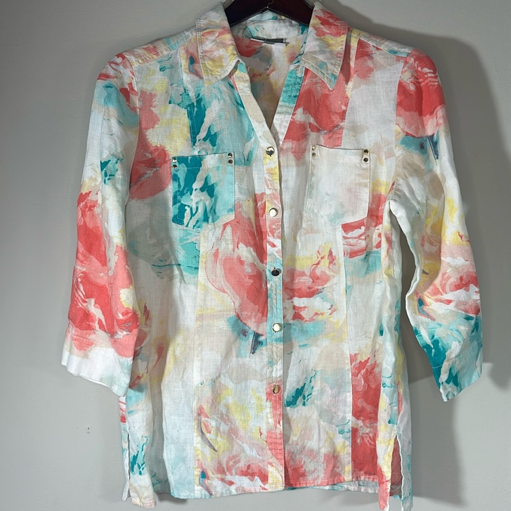 🌼JM COLLECTION‎ PETITE SZ 10P.  100% LINEN